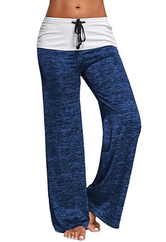 SZ60026-6 Women Foldover Heather Wide Leg Pants Loose Yoga Legging